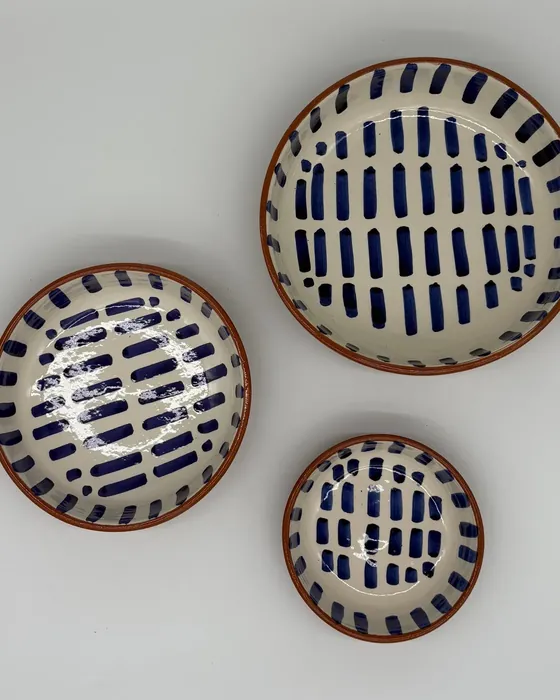 Lot de 3 assiettes creuses — Décor rayon